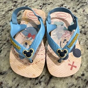 Mickey & Donald Slingback Havaianas Flip Flops Disney  5/6 Toddler Sandals NWOT